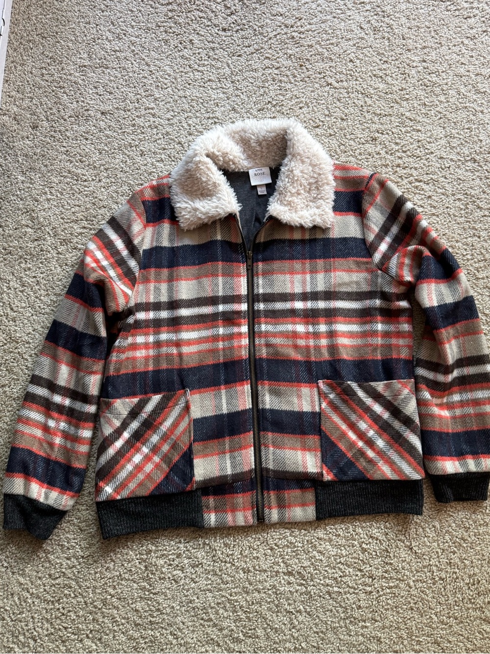 Plaid Zip Fleece Jacket